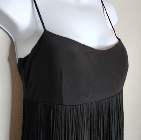Boston Proper fringe black mini dress sleeveless size xs - Picture 2 of 13